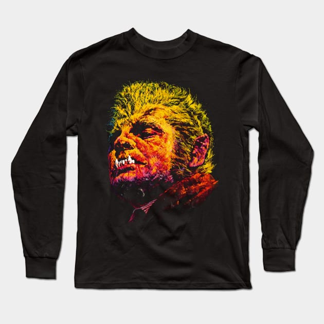 Werewolf Lycanthropy Vintage Monster Horror Movie Fan Long Sleeve T-Shirt by Juandamurai